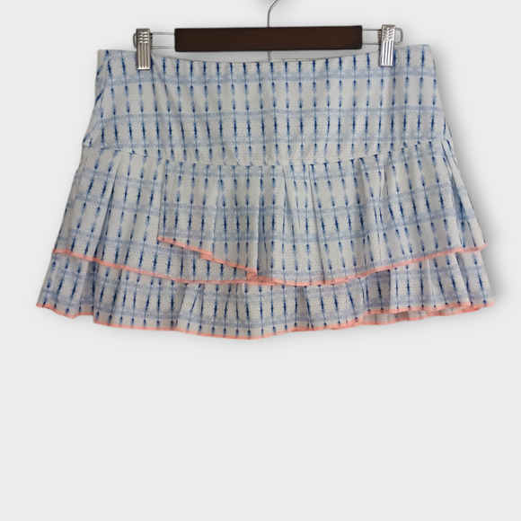 Lucky in Love Skort Women Large (12) Blue White Tier Tennis Golf Activewear Mini - Picture 1 of 6